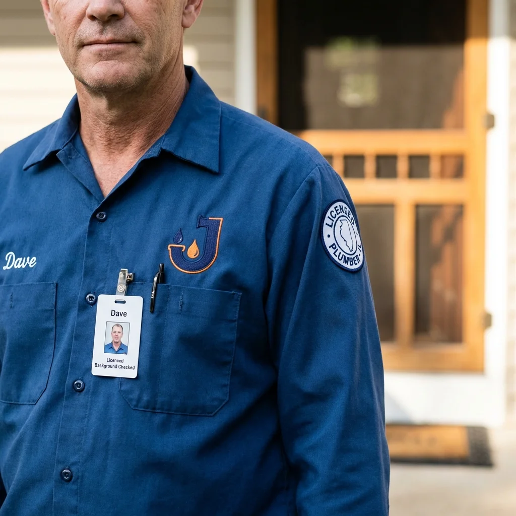 Licensed plumber showing ID badge in Coal Valley, IL
