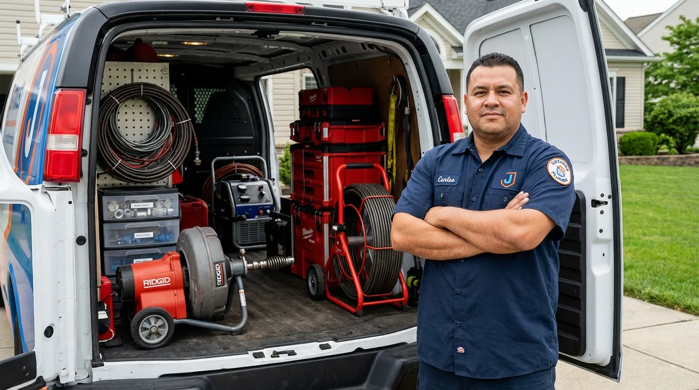 Professional drain cleaning equipment and Johns Plumbing LLC plumber in Coal Valley