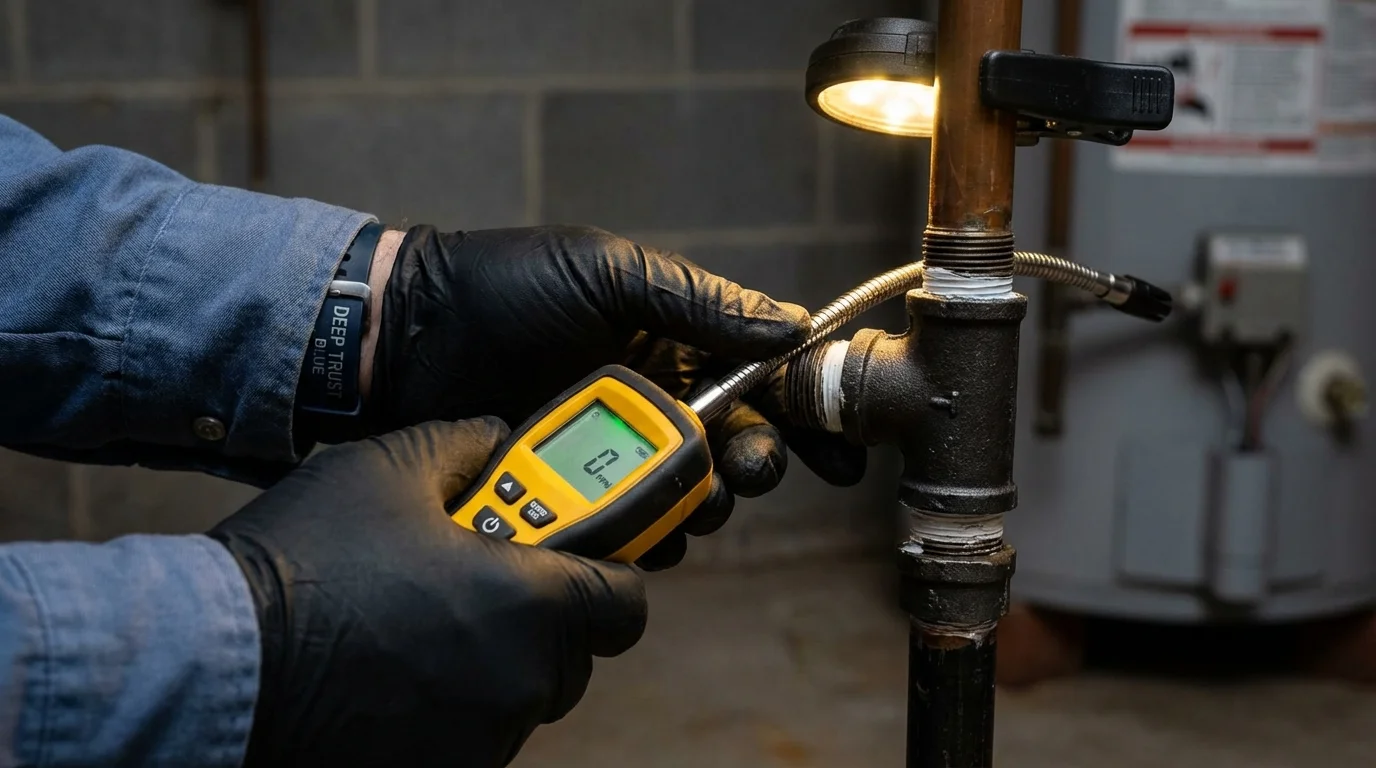 Gas leak detection with electronic sniffer by Johns Plumbing LLC in Coal Valley