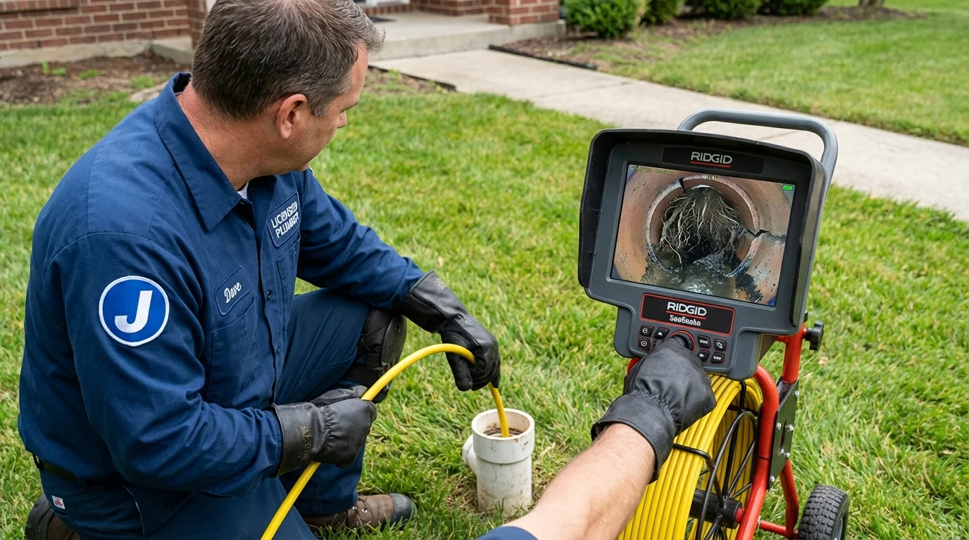 Sewer camera inspection being performed by Johns Plumbing LLC in Coal Valley