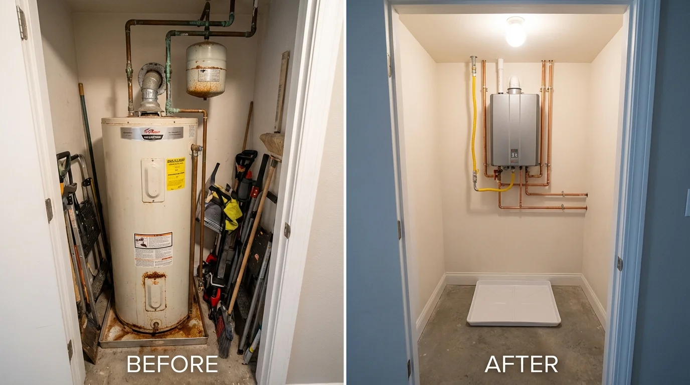Tank water heater versus wall-mounted tankless unit comparison for Coal Valley, IL homeowners